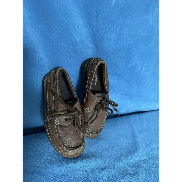 Highland Creek Boys Brown Pebble Leather Shoe With Laces, Leather Upper Sz 2 - Picture 1 of 7
